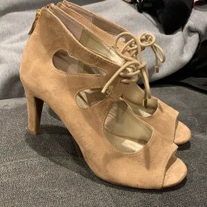 A.N.A Chance Tan Open Heel Lace up Heel women’s size 6.5 New